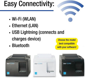 Star Micronics TSP143IIIW Wi-Fi (WLAN) Thermal Receipt Printer with Wireless Access Point, WPS, Cutter, and Internal Power Supply - Gray